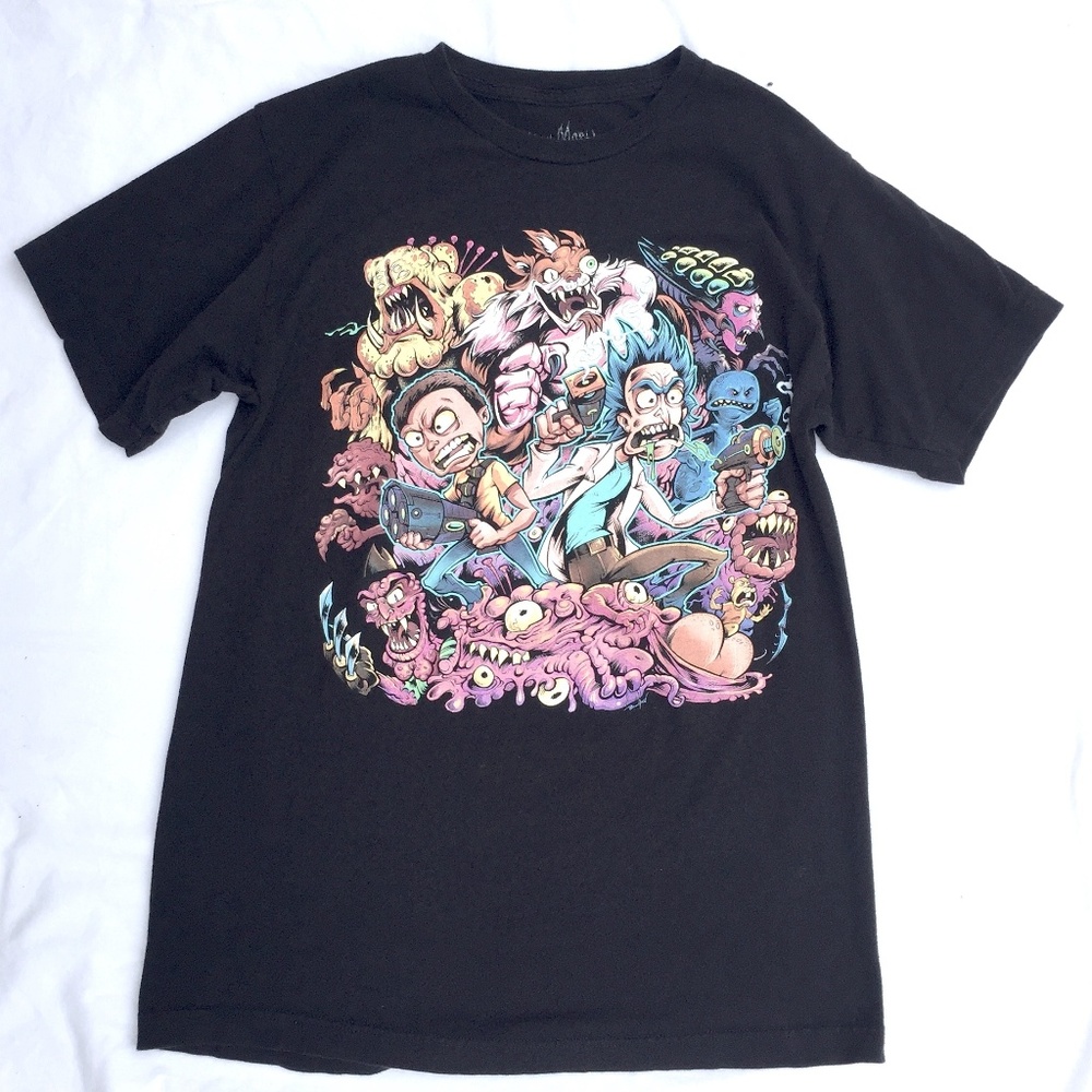 Rick & Morty Mens Black 100% Cotton Graphic T-Shirt Tee Size Medium